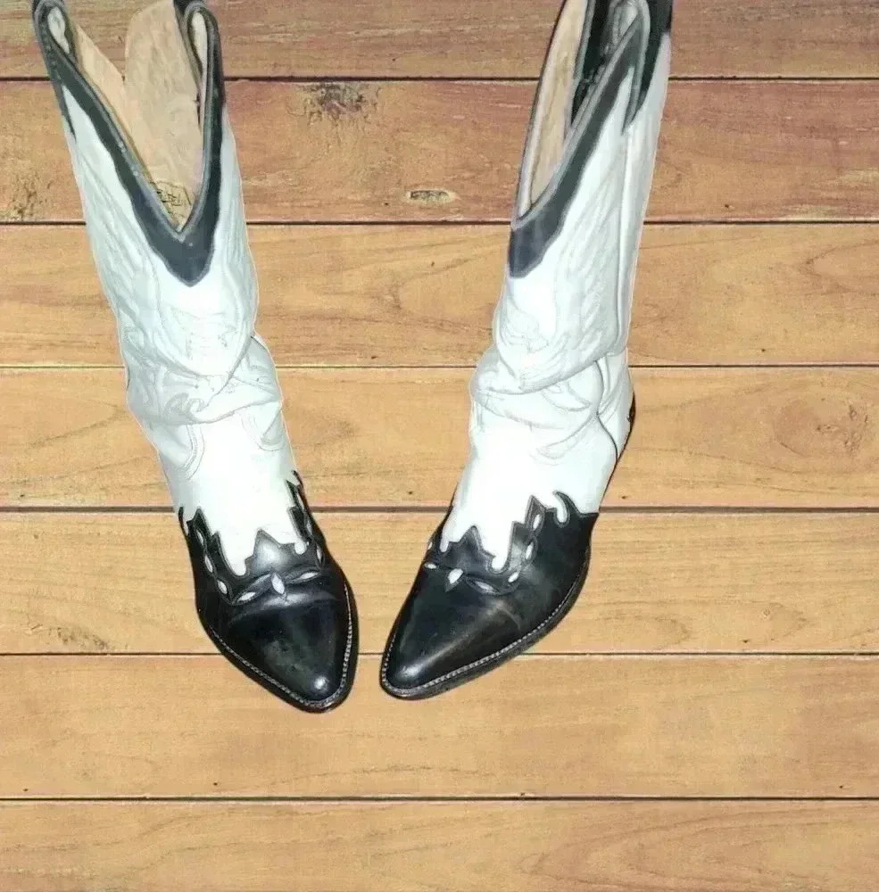Mens Rio Grande Vintage Black and white cowboy boots.  Size 28 - Picture 6 of 7